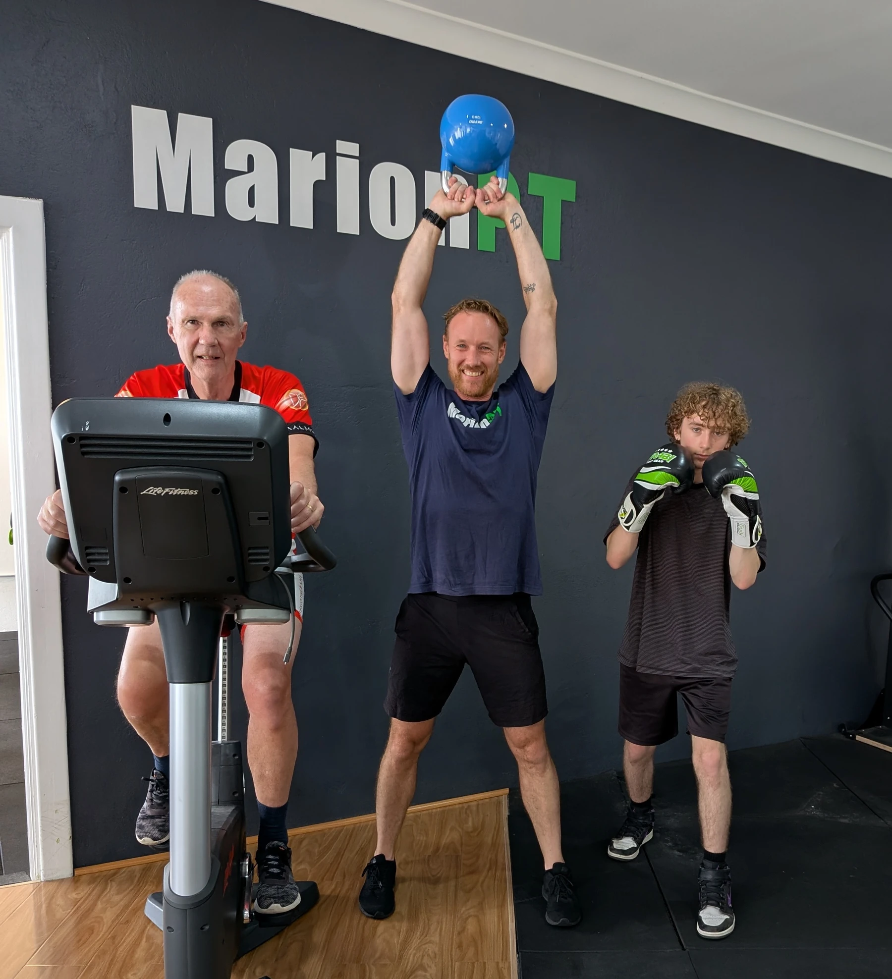 Three MarionPT members of different ages training together in the Warradale studio