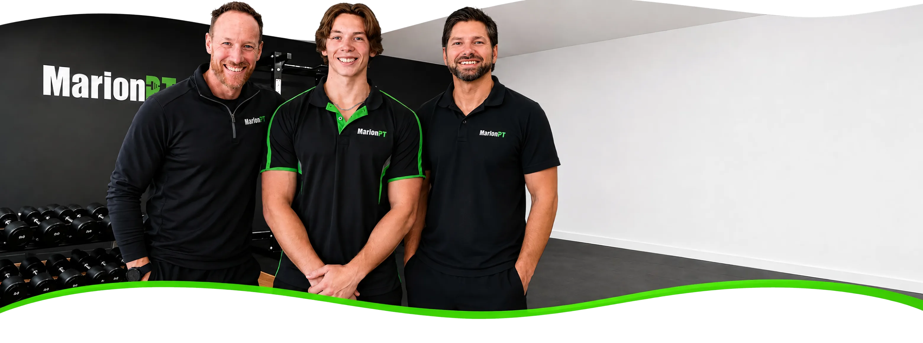 The three MarionPT trainers standing together in the Warradale studio